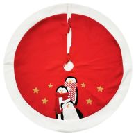 See more information about the 3 Penguins Christmas Tree Skirt - Red
