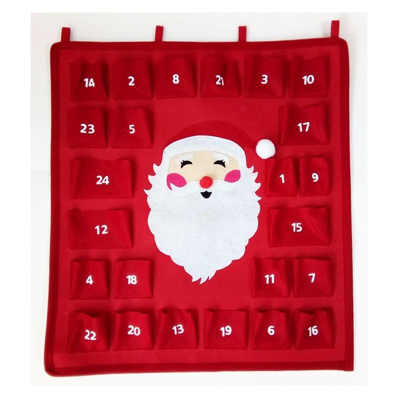 Advent Calendar Christmas Decoration Red & White with Santa Pattern by Christmas Inspiration