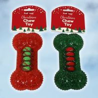 See more information about the Christmas Dog Bone Chew Toy Red 15cm