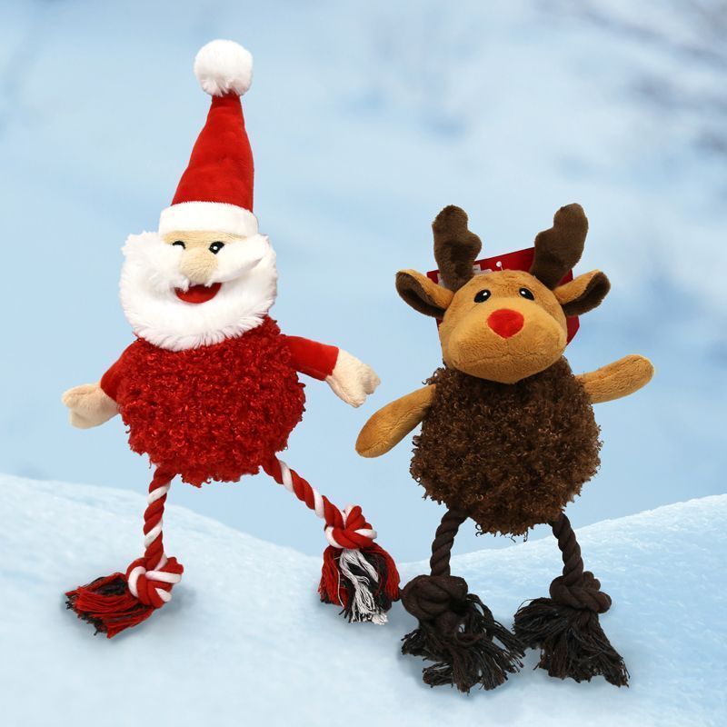 Christmas Reindeer Character Plush Rope Leg Dog Toy 34cm