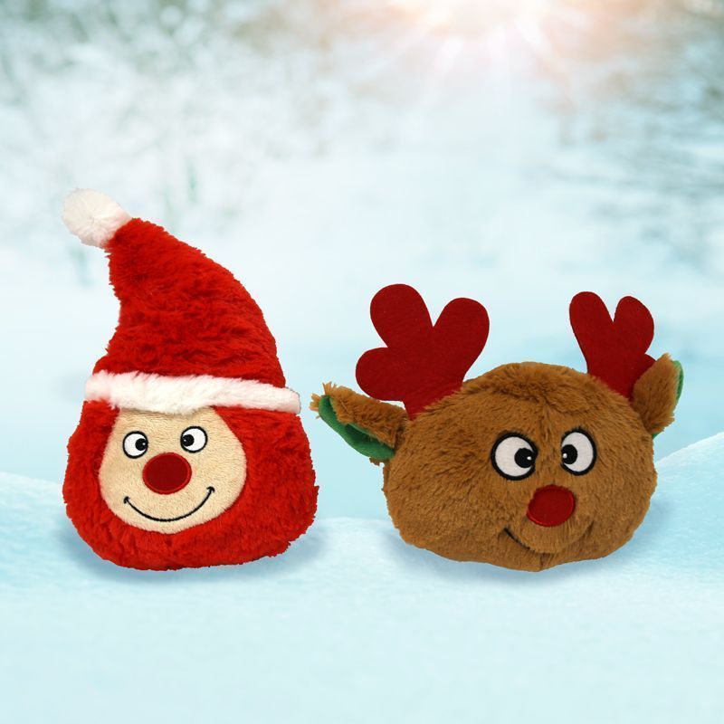 Christmas Plush Reindeer Face Squeaking Dog Toy