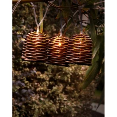 Product photograph of Rattan Effect Solar Garden String Lights Decoration 10 Warm White Led - 2m By Bright Garden from QD stores