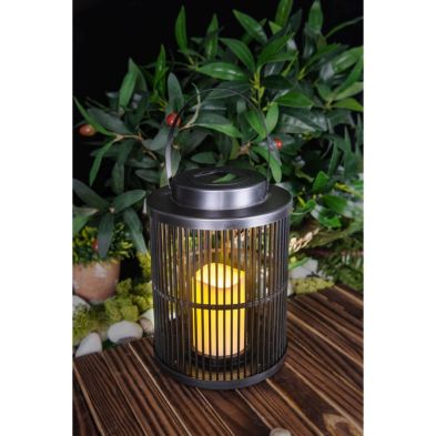 Product photograph of Candle Solar Garden Lantern Decoration Orange Led - 25cm Contemporary Artisan By Bright Garden from QD stores