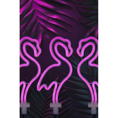 Product photograph of 3 Pack Flamingo Solar Garden Stake Light Decoration Pink Led - 45cm Neon By Bright Garden from QD stores
