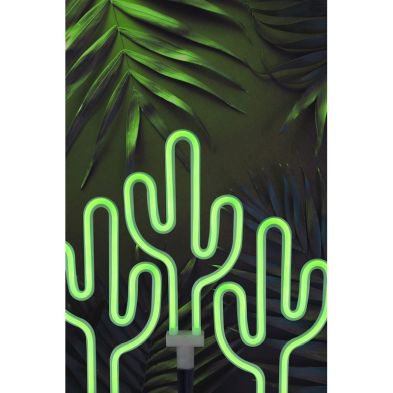 Product photograph of 3 Pack Cactus Solar Garden Stake Light Decoration Green Led - 45cm Neon By Bright Garden from QD stores
