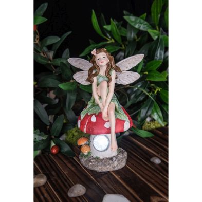 Product photograph of Fairy Solar Garden Light Ornament Decoration White Led - 26cm Woodland Wonder By Bright Garden from QD stores