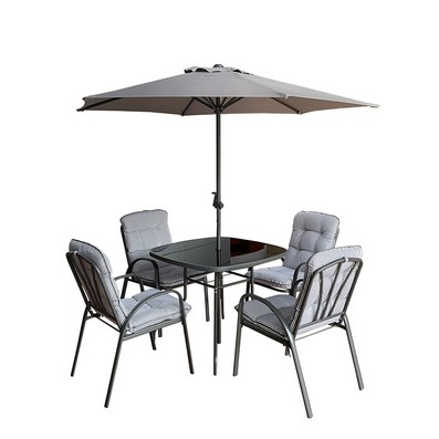 Hartwell Garden Patio Dining Set By Croft 4 Seats Grey White Cushions