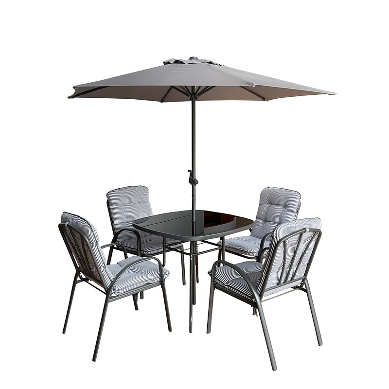 Hartwell Garden Patio Dining Set by Croft - 4 Seats Grey & White Cushions