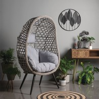 See more information about the Naples Flat Weave Rattan Garden Cocoon Chair by Croft with Grey