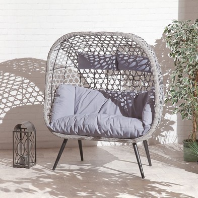 Naples Garden Chair By Croft 2 Seats Flat Weave Rattan Grey