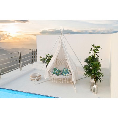 See more information about the Essentials Plain Garden Swinging Hammock by Croft with Cream Cushions
