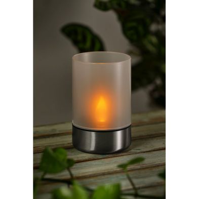 Product photograph of Candle Solar Garden Lantern Decoration Orange Led - 13cm By Bright Garden from QD stores
