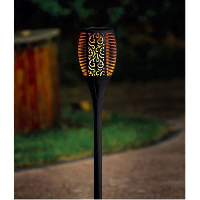 Black Torch Solar Garden Stake Light 36 Orange Led 78cm By Bright Garden