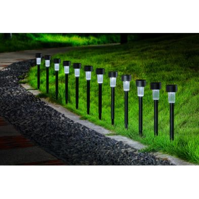Product photograph of 12 Pack Solar Garden Stake Light White Led - 36cm By Bright Garden from QD stores