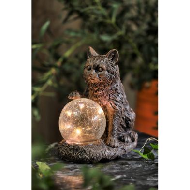 Product photograph of Cat Solar Garden Light Ornament Decoration 5 Warm White Led - 25cm By Bright Garden from QD stores