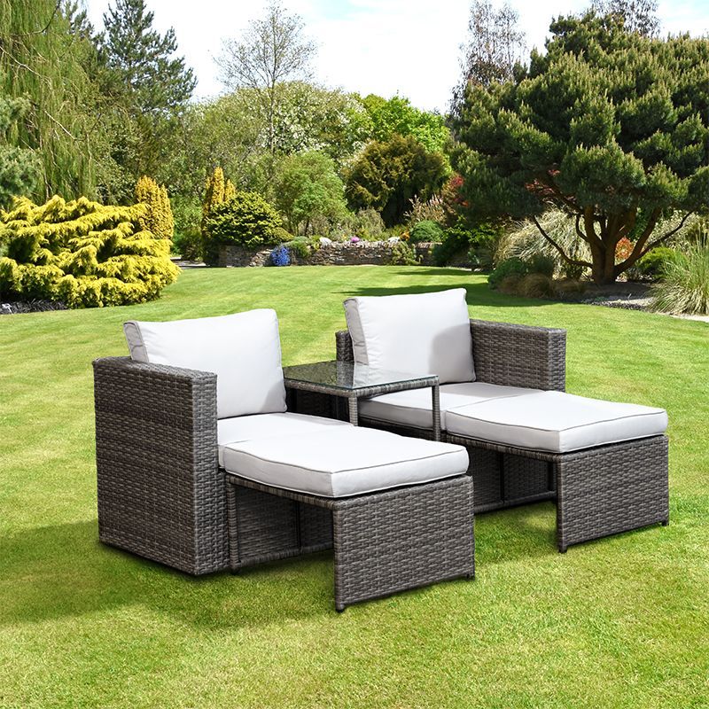 Avignon Garden Relaxer Set by Croft - 2 Seats Grey Cushions