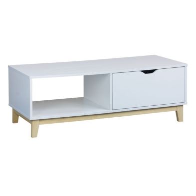Product photograph of Malmo Coffee Table Pine White 1 Shelf 1 Drawer from QD stores