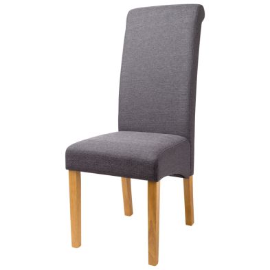 London Dining Chair Wood Fabric Dark Grey