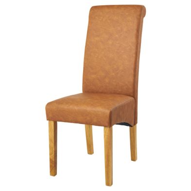 London Dining Chair Wood Faux Leather Brown