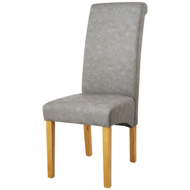 London Dining Chair Wood Faux Leather Grey