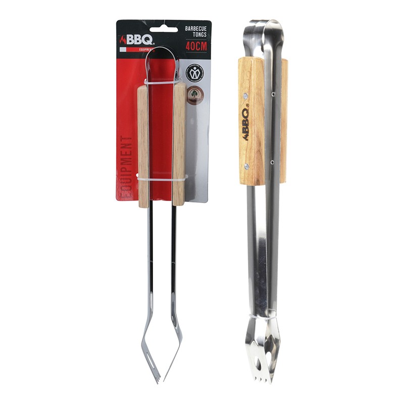 Wooden Handle BBQ Tongs