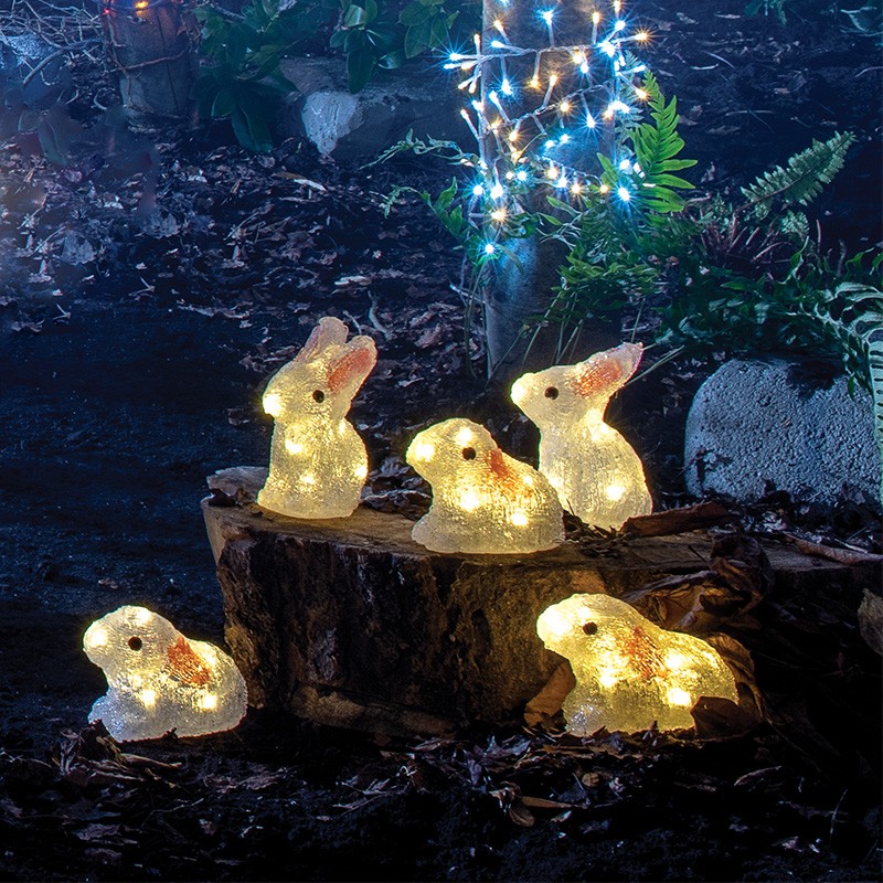 5x 40 LED Rabbits Acrylic Outdoor Christmas Lights Warm White by Astralis