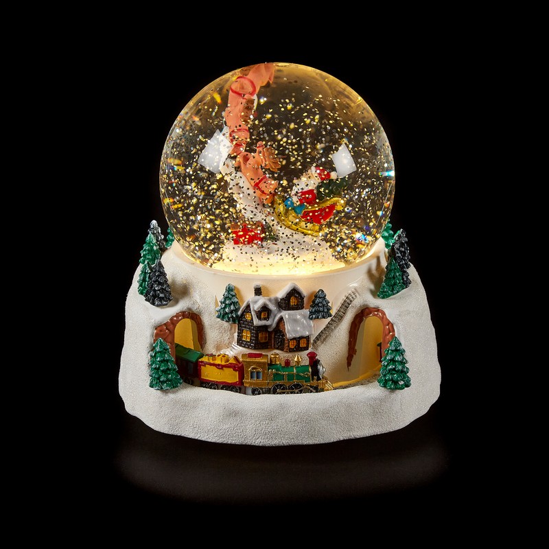 Christmas Snowglobe With Moving Train Warm White LED 18.5cm by Astralis
