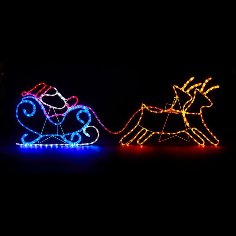 Santa With Reindeer Outdoor Christmas Feature Light Multicolour 1.8M by Astralis