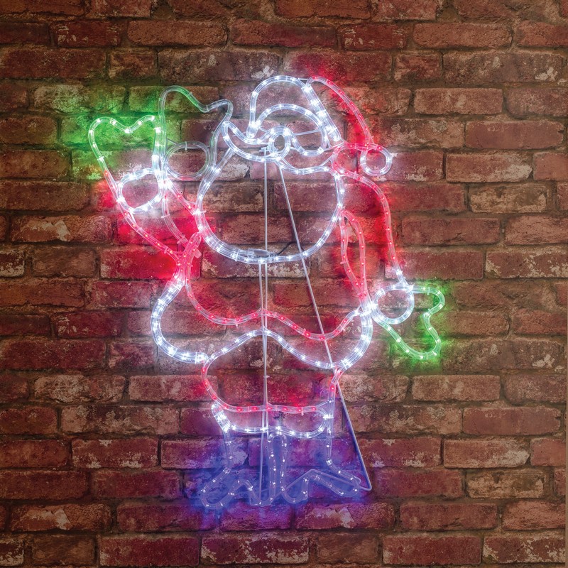 Waving Santa Outdoor Christmas Light Feature Multicolour - 80cm by Astralis