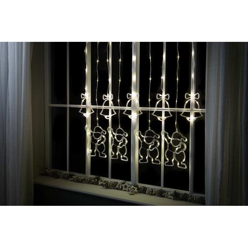 Warm White LED Santa and Bells Curtain Christmas Light - 1m by Astralis