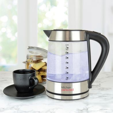 Image of Cordless Glass And Steel Kettle By KitchenPerfected - 1.7 Litre