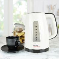 See more information about the Fast Boil Cordless Kettle By KitchenPerfected - Cream And Black 1.5 Litre