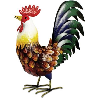 Product photograph of Farmyard Rooster Metal Garden Sculpture 44cm from QD stores
