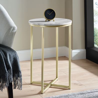 Product photograph of Deco Circular Side Table Gold And Grey from QD stores