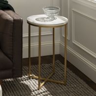 See more information about the Deco Circular Side Table Gold and White
