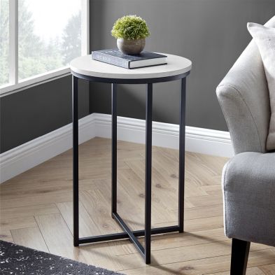 Product photograph of Deco Circular Side Table Black White from QD stores