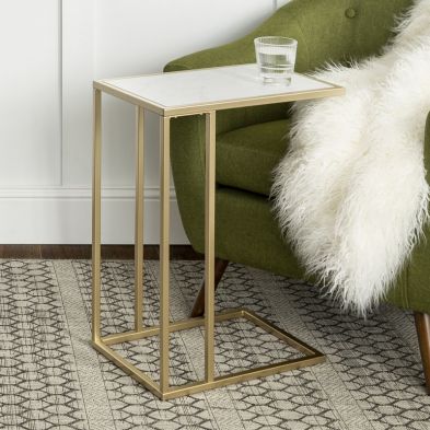 Product photograph of Deco Side Table Gold And White from QD stores