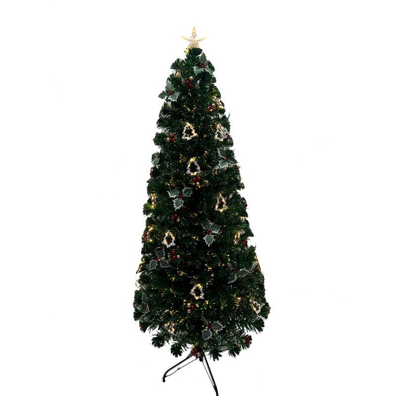 6ft Fibre Optic Christmas Tree Artificial - Dark Green Fibre Optic Warm White 
