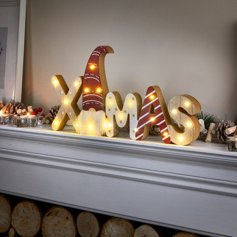 Gonk "Xmas" Christmas Sign Warm White LED - 38cm
