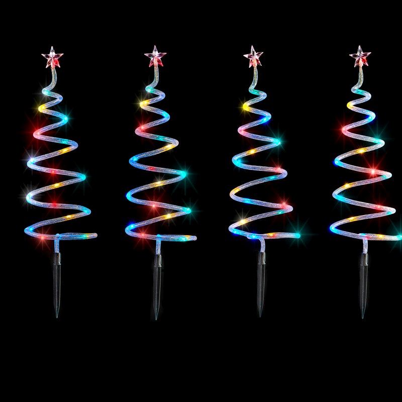 4x Christmas Tree Stake Light Multicolour LED - 53cm