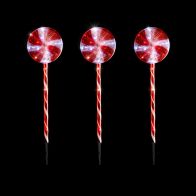See more information about the 3x Candy Cane Christmas Stake Lights Red & White LED - 70cm