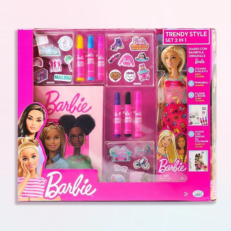 Barbie Trendy Style Stationery Stickers and Doll Set