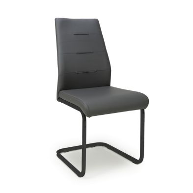 Product photograph of 4 Cantilever Dining Chairs Metal Faux Leather Horizontal Panel Grey from QD stores