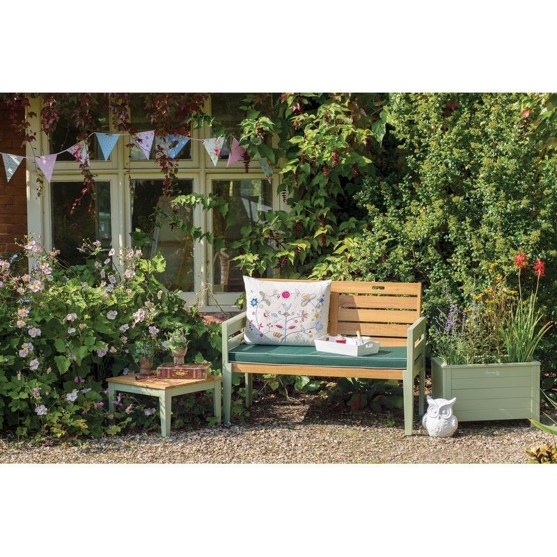 Grigio Garden Bench by Florenity Verdi - 2 Seats Green Cushions