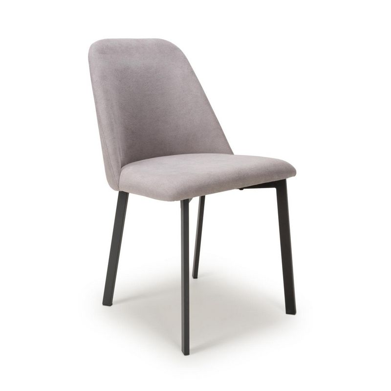 4 Contemporary Dining Chairs Light Grey Linen Effect