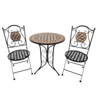 See more information about the Outsunny 3 Pcs Garden Mosaic Bistro Set Outdoor Patio 2 Folding Chairs & 1 Round Table Outdoor Furniture Vintage