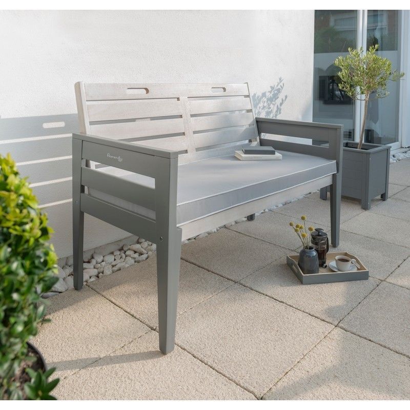 Grigio Garden Bench by Florenity Grigio - 2 Seats Grey Cushions