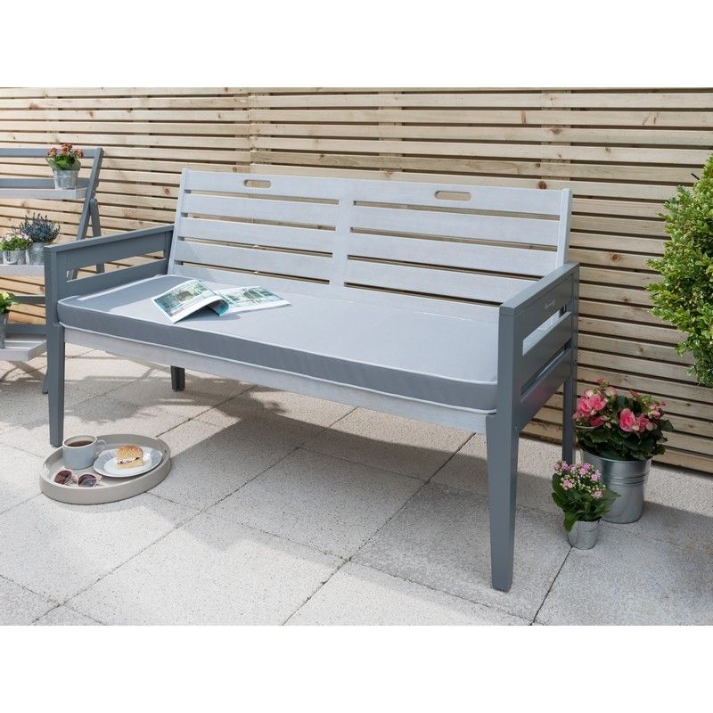 Grigio Garden Bench by Florenity Grigio - 3 Seats Grey Cushions