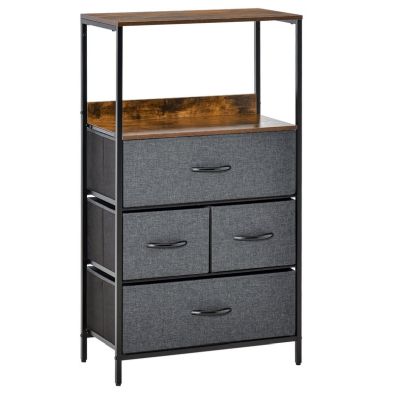 Product photograph of Homcom 4 Drawer Storage Chest Unit Home Cabinet With Shelves Home Living Room Bedroom Entryway Living Furniture Black from QD stores