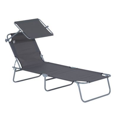 Outsunny Adjustable Lounger Seat With Sun Shade Grey